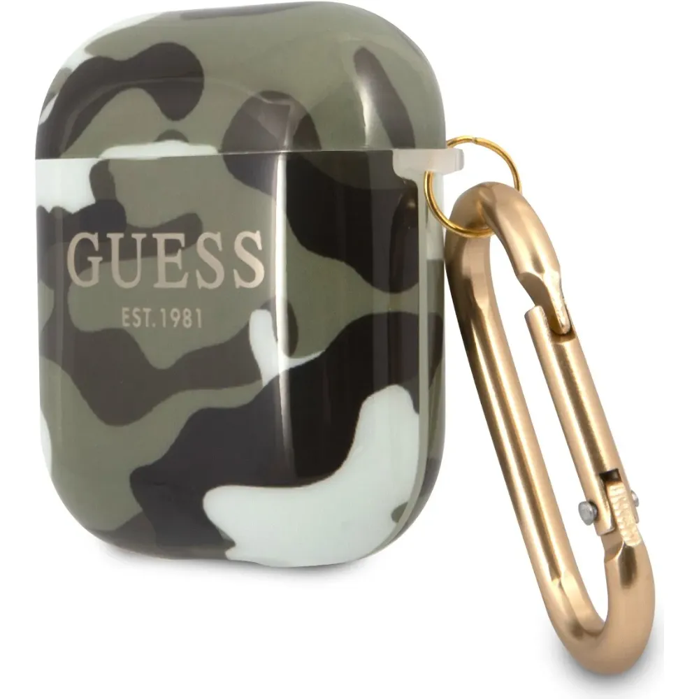 Guess Shinny Camouflage Hülle für Airpods 1/2 - Kaki