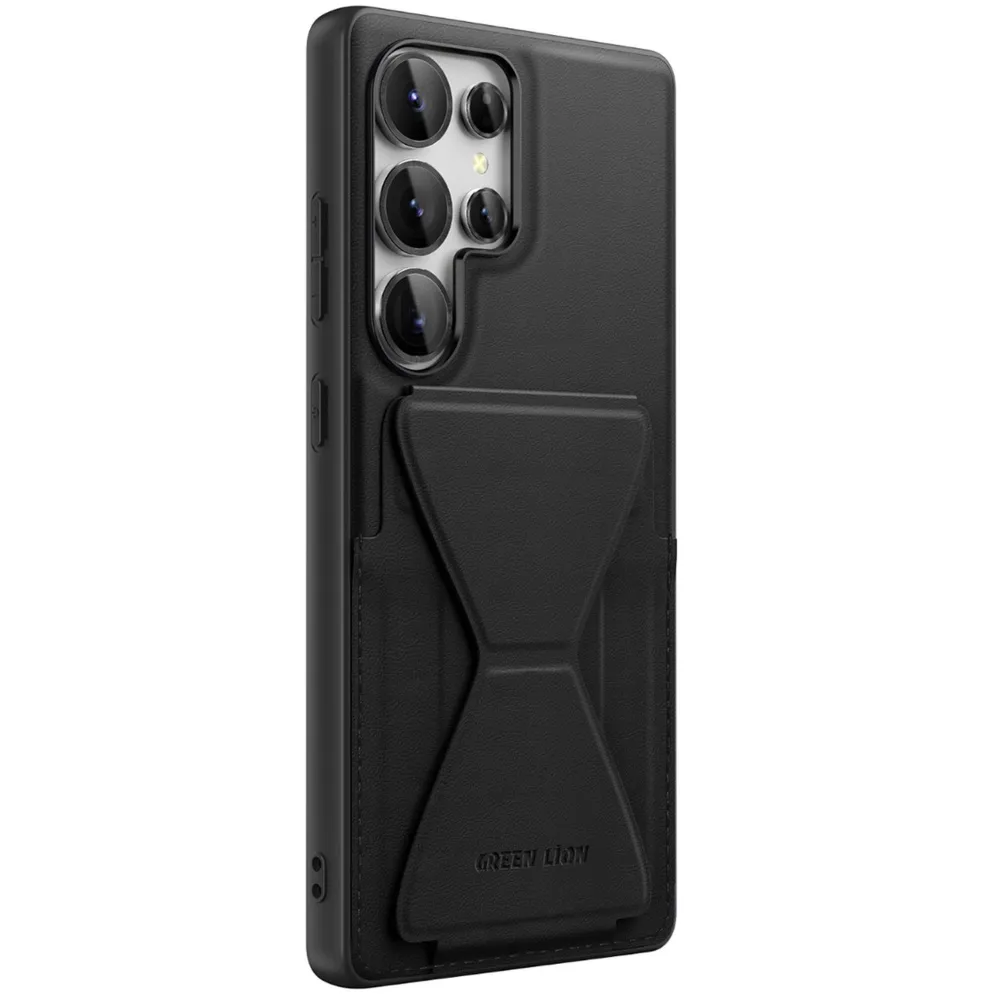 Green Lion Stand Lederhülle S25 Ultra - Schwarz