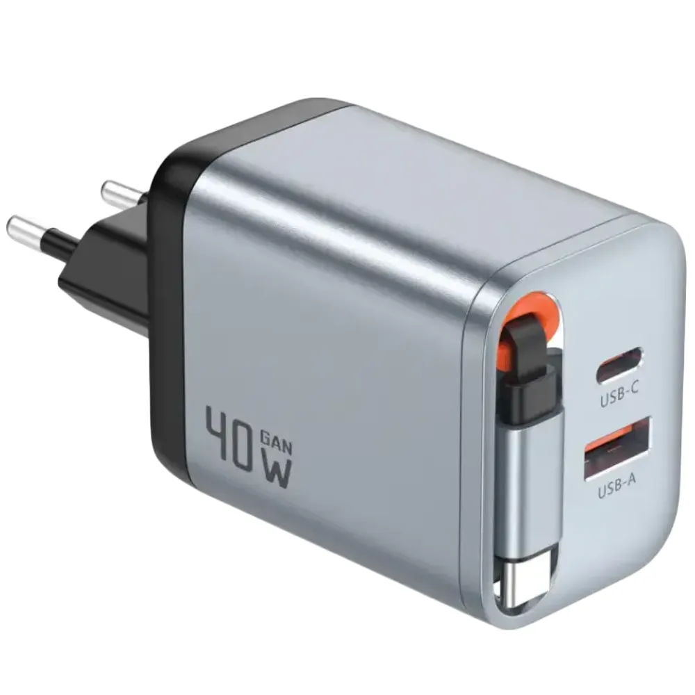 Green Lion GaN Premium EU Stecker Ladegerät 40W - Grau