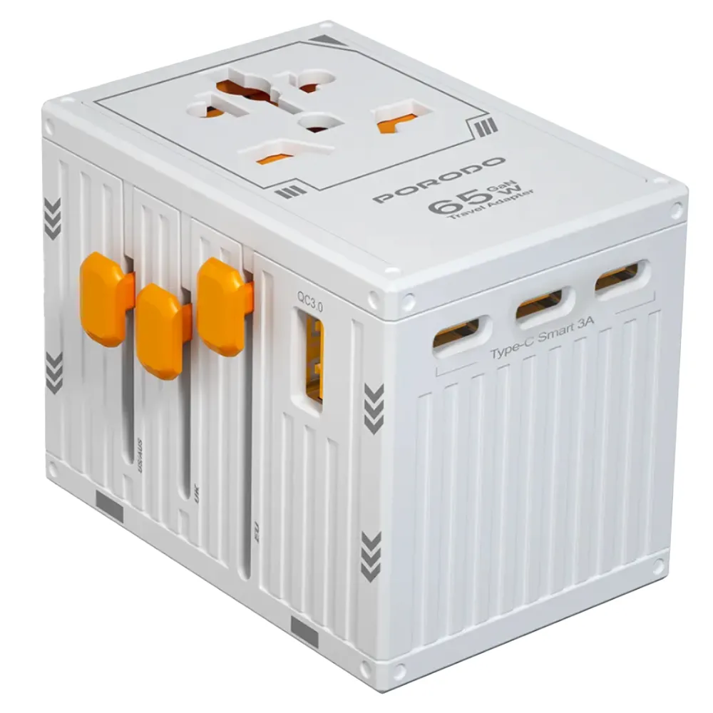 Porodo GaN 5-Port Reiseblock Universal Ladegerät - Weiss