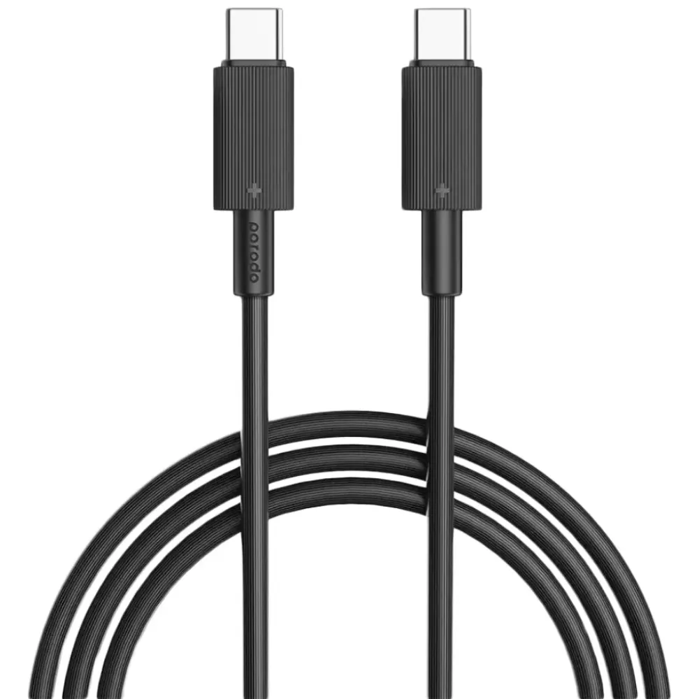 Porodo USB-C auf USB-C Ladekabel - Schwarz