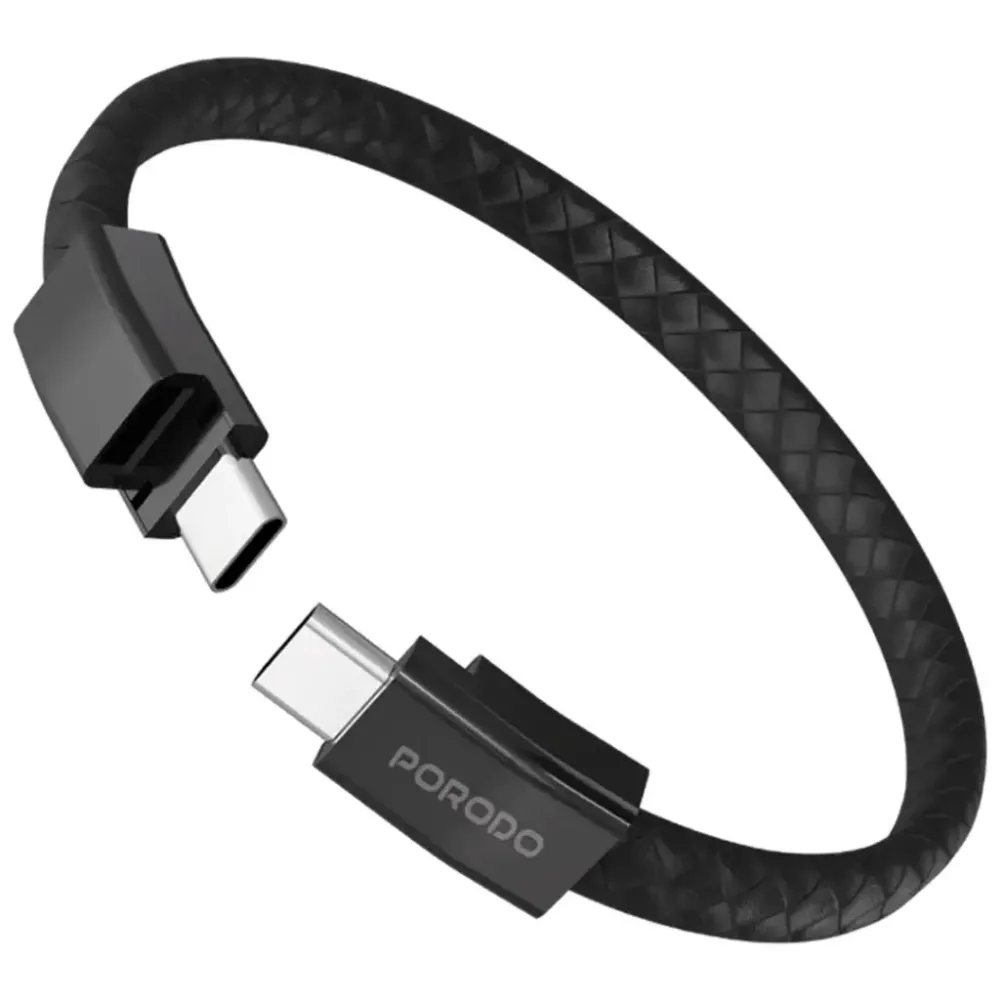 Porodo Leder USB Armband 60w Kabel - Schwarz