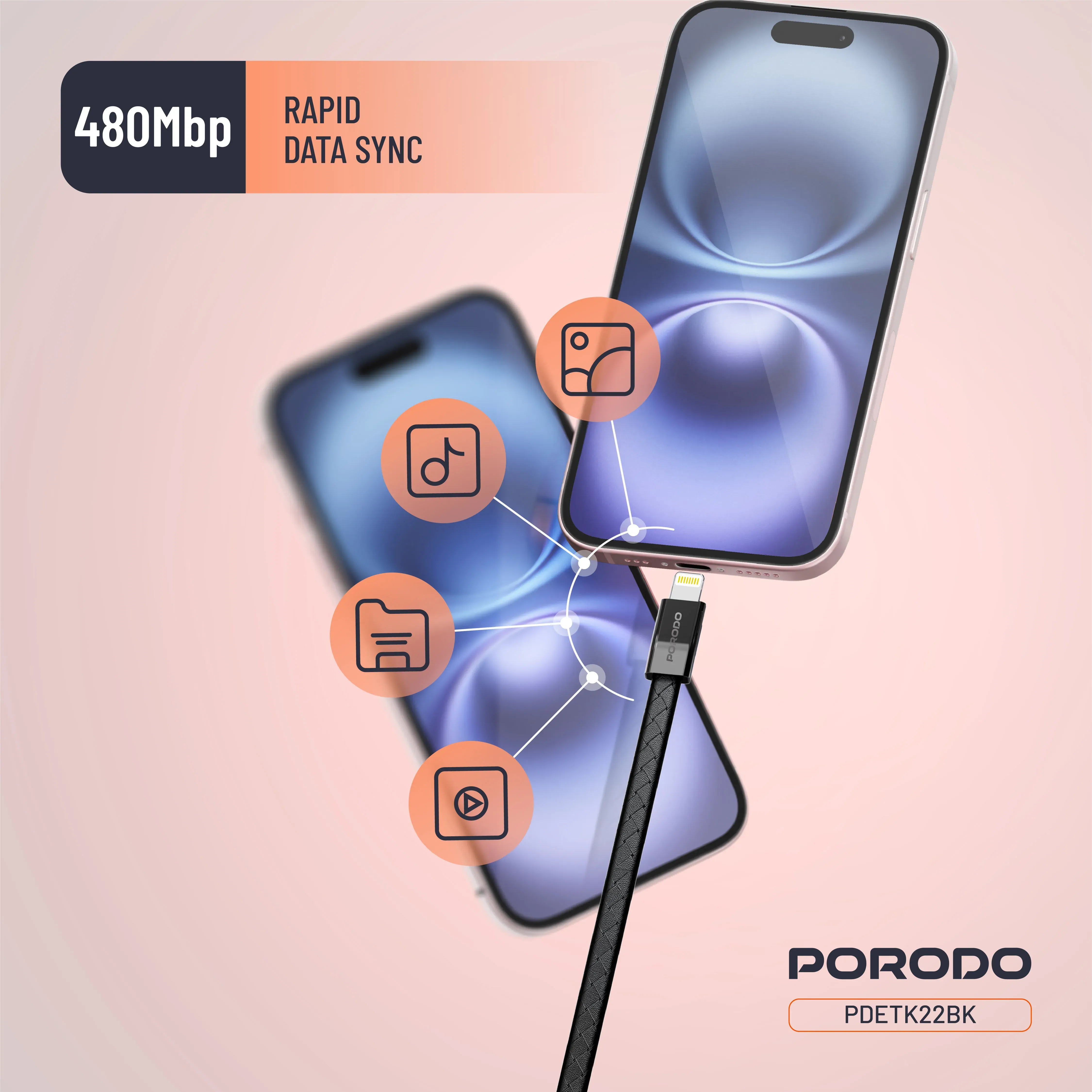 PU Leder USB Armband Kabel 60W 20V 3A MAX -C auf C - PD C AUF Lightning - Schwarz