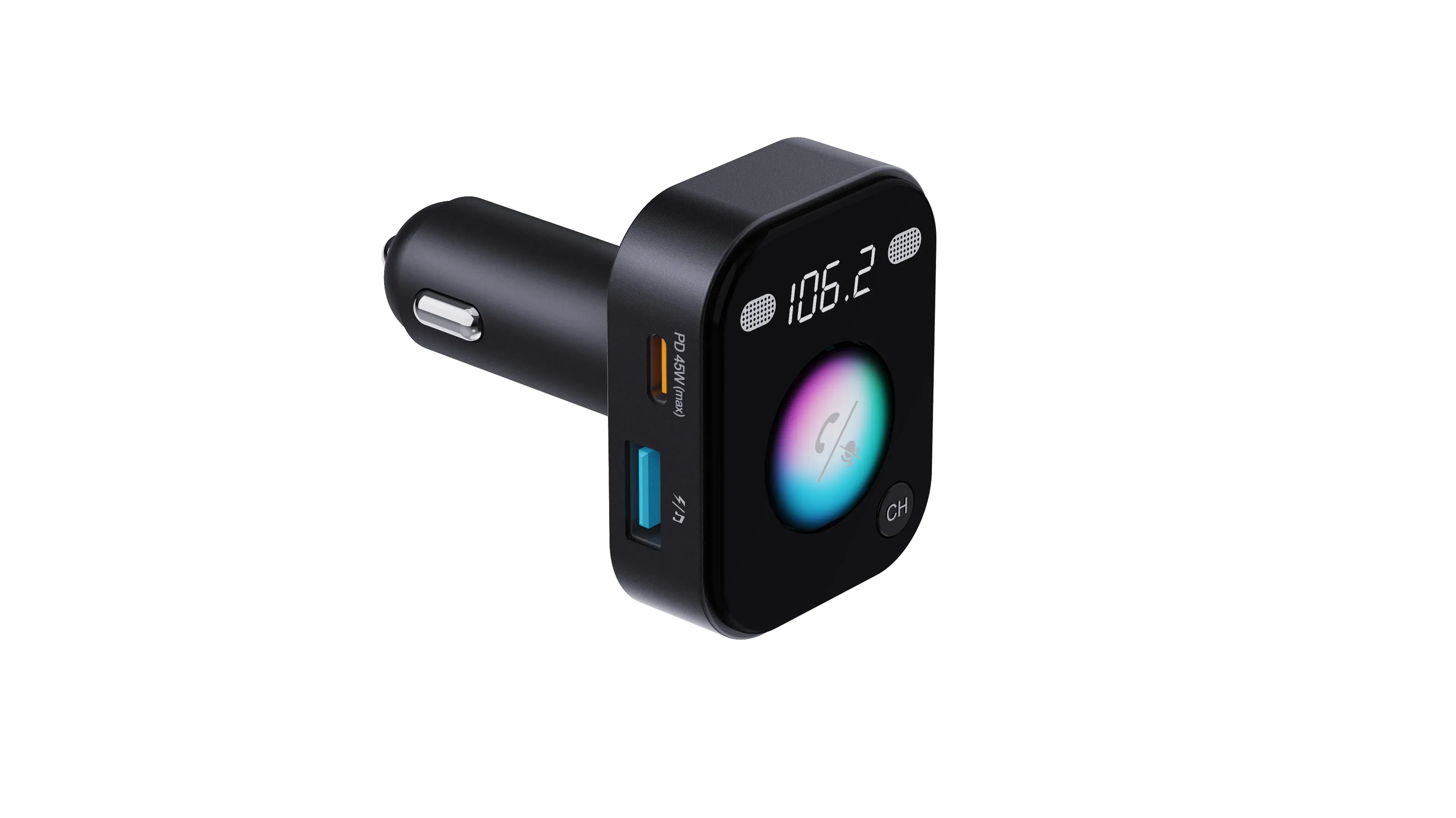 Bluetooth FM Transmitter mit Sprachbefehl - Schwarz