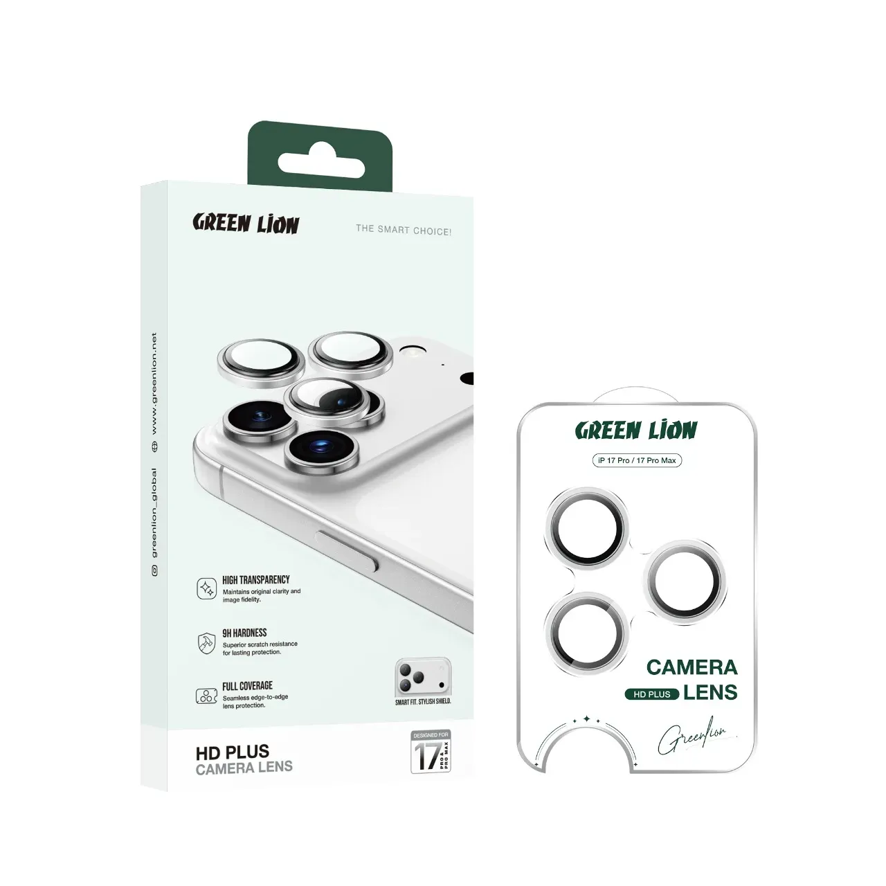HD Plus Kamera Schutz Panzerglas für iPhone 17 Pro/17 Pro Max - Silber Titan
