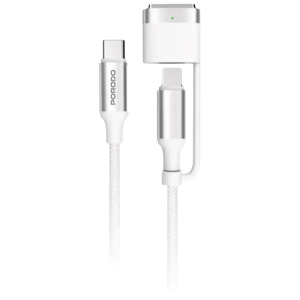 Porodo 2 in 1 MagSafe 3 Ladekabel USB-C auf USB-C - Weiss