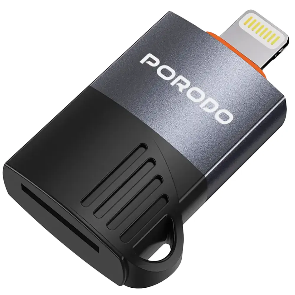 Porodo Lightning OTG TF Kartenleser - Schwarz