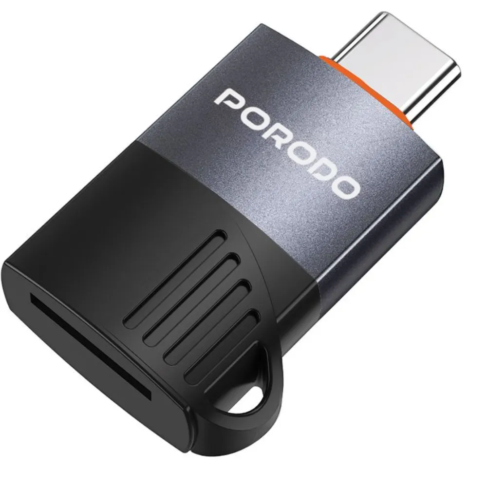 Porodo USB-C OTG TF Kartenleser - Schwarz