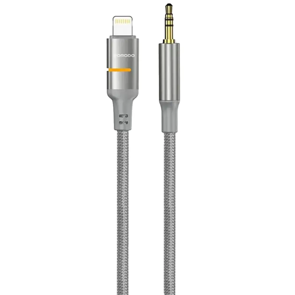 Porodo AUX auf Lightning LED Lichtkabel - Grau