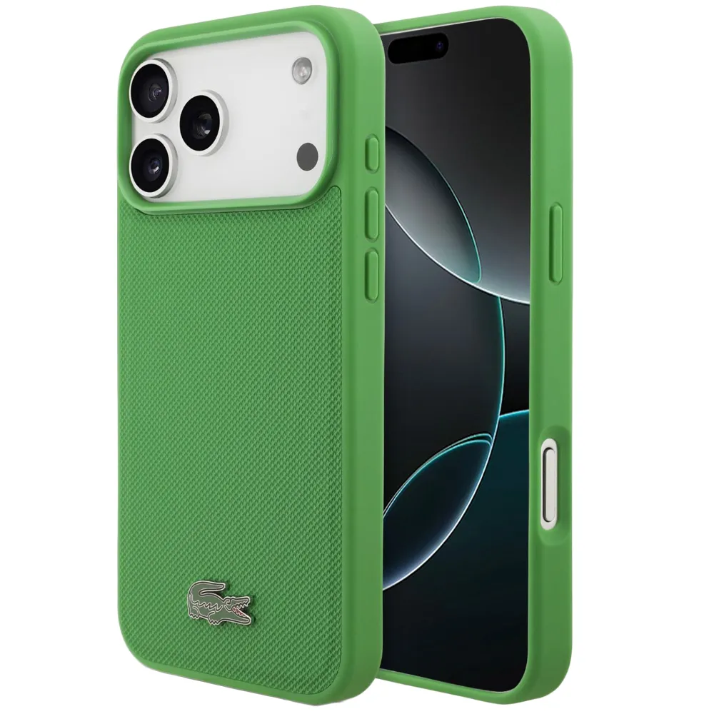Lacoste MagSafe PU Leder Hard Case mit Petit Piqué Logo für iPhone 17 Pro - Grün