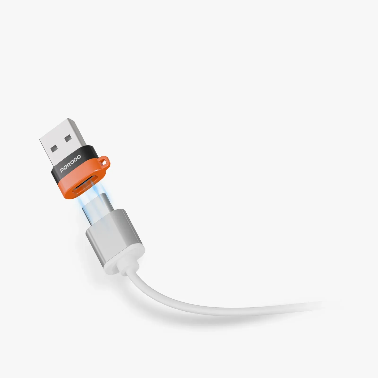 Porodo SnapCharge USB-A zu USB-C Konverter Power Ladekabel und Datenübertragung