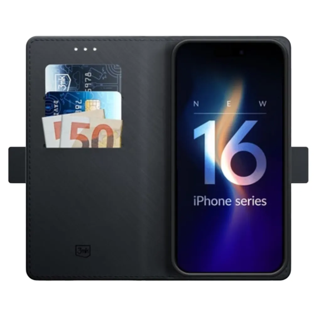 3mk Wallet Case für iPhone 16 Pro - Schwarz