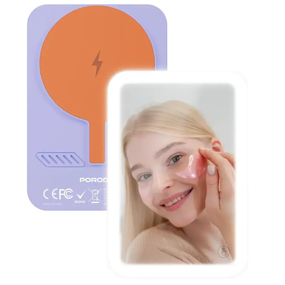 Porodo Magsafe Spiegel mit Licht und Powerbank - Lila