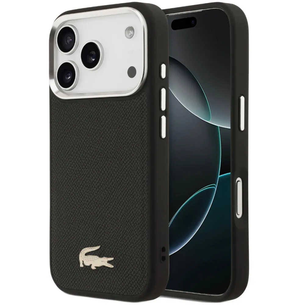 Lacoste MagSafe Kunstleder Hülle Apple iPhone 17 Pro - Schwarz