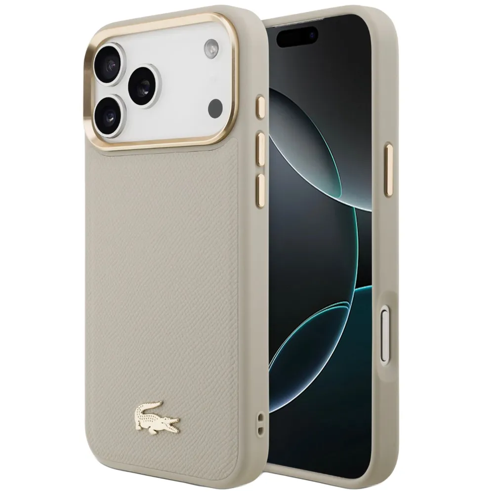 Lacoste MagSafe Kunstleder Hülle Apple iPhone 17 Pro Max - Braungrau
