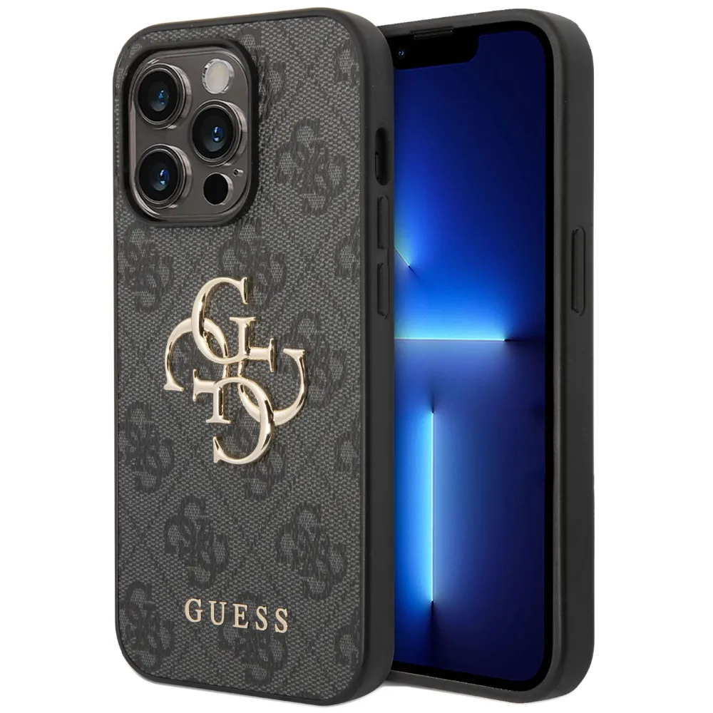Guess Metal Logo Hardcase für Apple iPhone 14 Pro - Gray