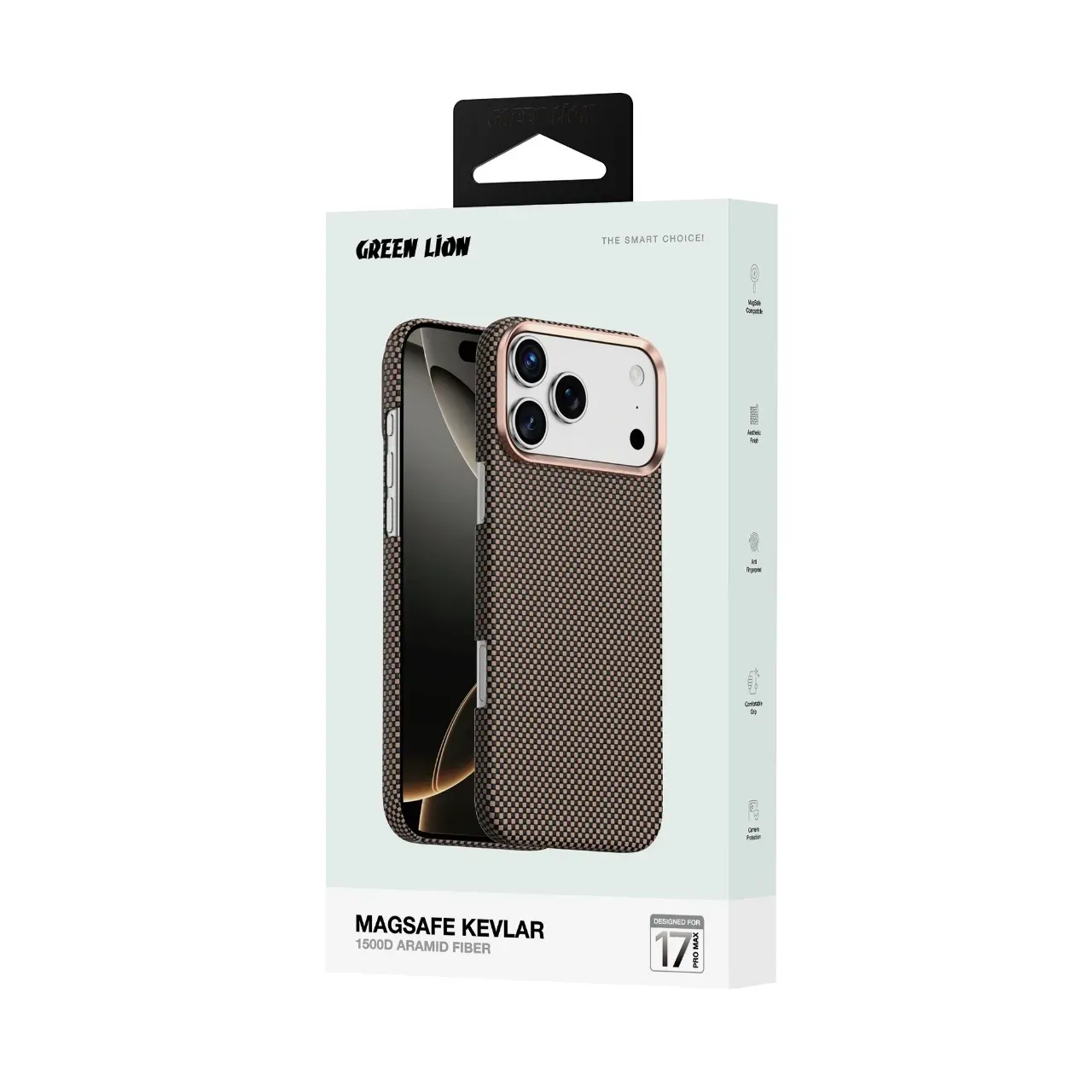 Green Lion Magsafe Karbonoptik Hülle Apple iPhone 17 Pro Max - Schwarz Gold