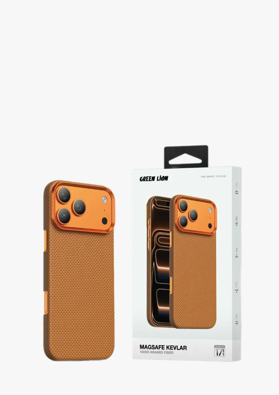 Green Lion Magsafe Karbonoptik Hülle Apple iPhone 17 Pro Max - Orange