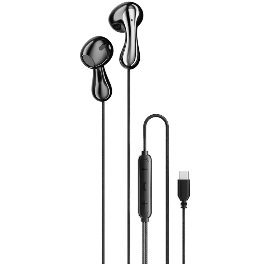 Porodo Typ-C 3 Knopf Kabelgebunden Kopfhörer - Schwarz