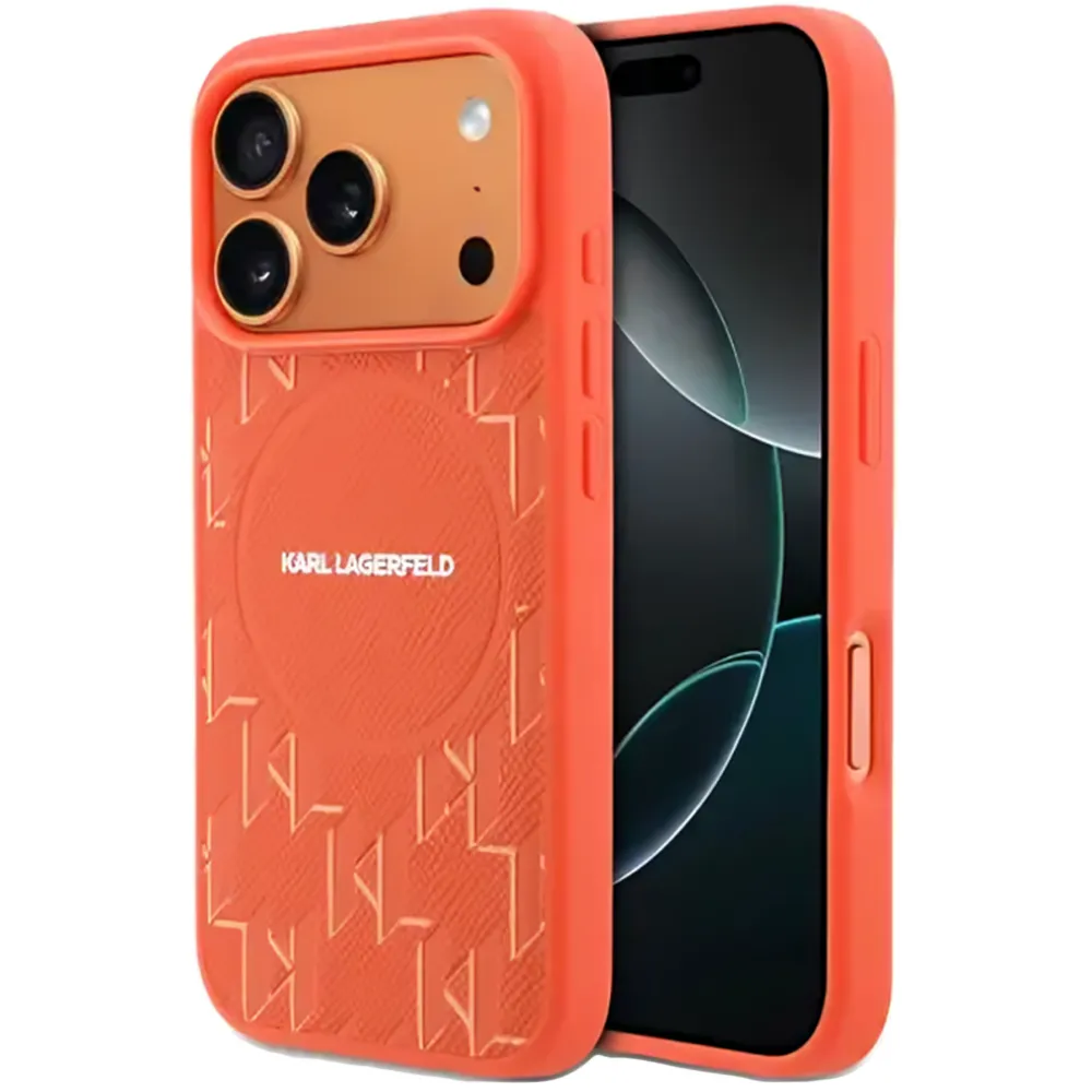 Karl Lagerfeld MagSafe Full Wrapped Kunstleder Hülle KL Monogram Apple iPhone 17 Pro Max