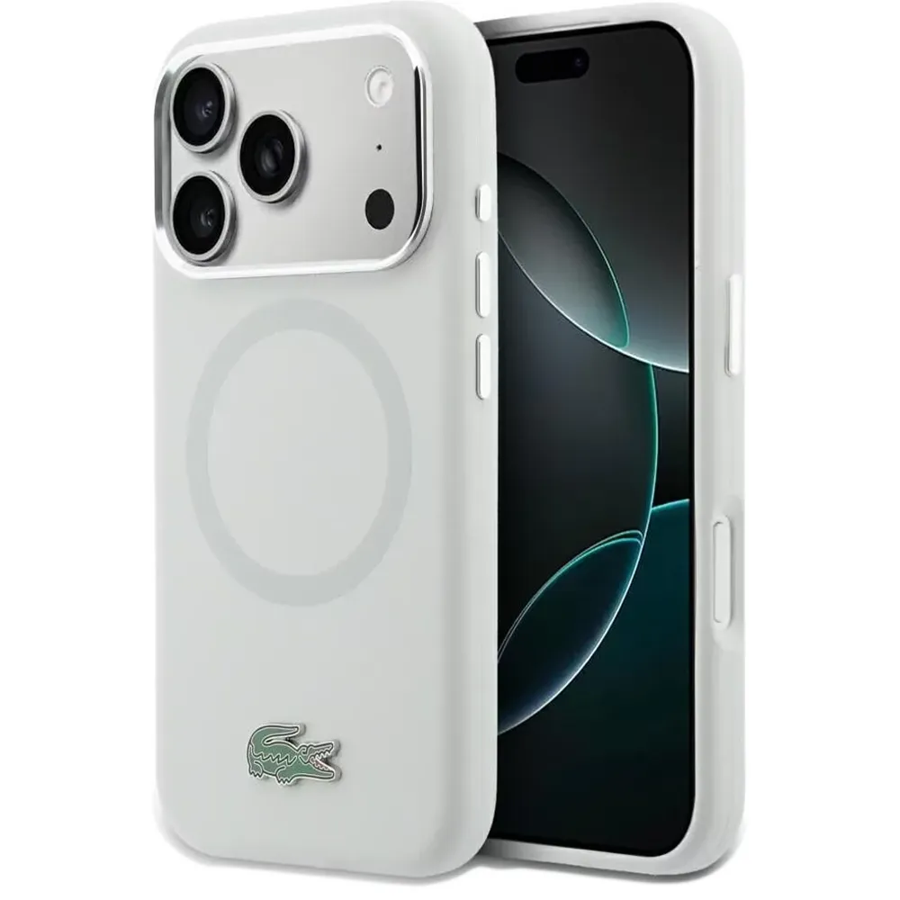 Lacoste MagSafe Silikon Hülle Apple iPhone 17 Pro Max Grau