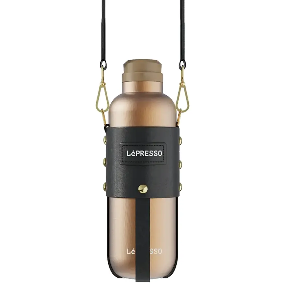 LePresso ThermaTrail 650ml Thermobecher mit Umhängeband - Gold