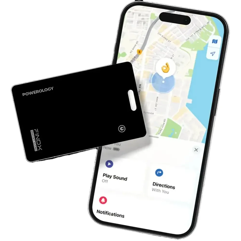Powerology GPS-Tracker Apple Find My – Kompakt, Wasserdicht IPX8 Kartenfach