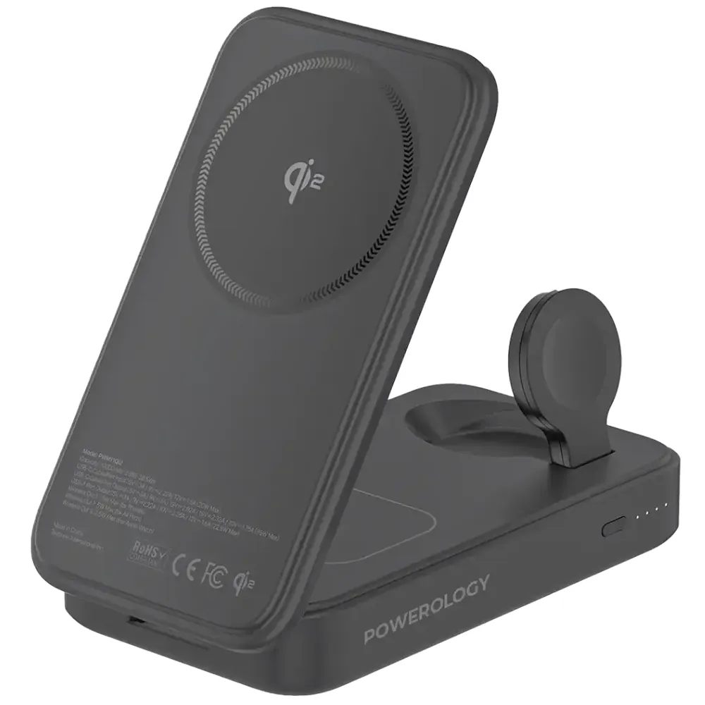 Powerlogy KickVolt Power Bank mit Lade-Ständer – Kompakt & Reisetauglich, 10000 mAh