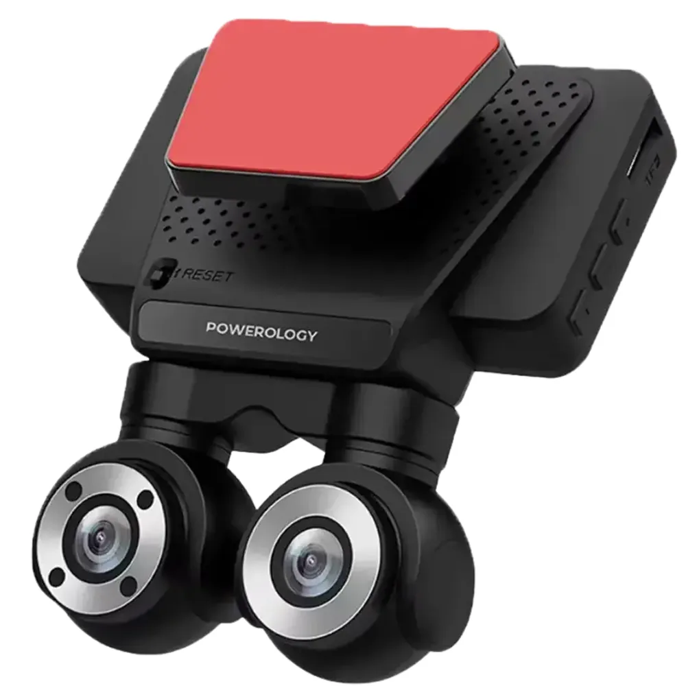 Powerology Dual Lens 3 Zoll Monitor 4K Dash Kamera 1.5m Type-C Kabel- Schwarz