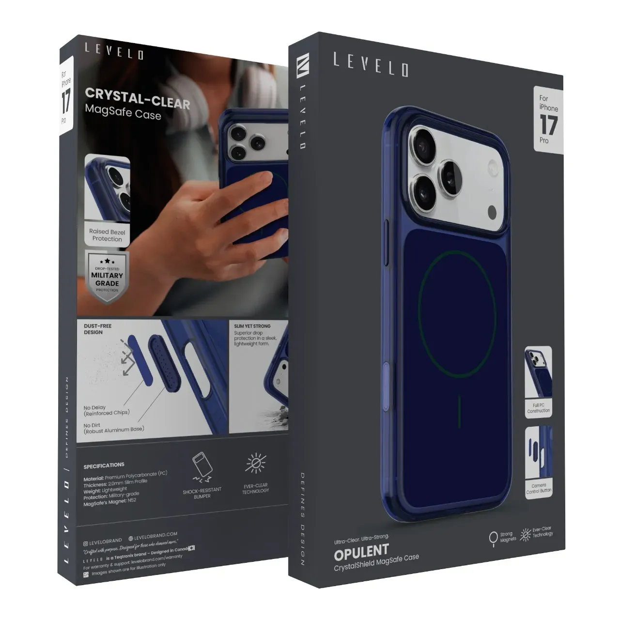 Levelo Opulent MagSafe Hülle Apple iPhone 17 Pro Cobalt Blue