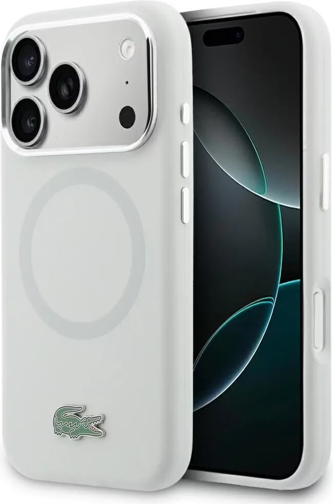 Lacoste MagSafe Silikon Hülle Apple iPhone 17 Pro Max Grau