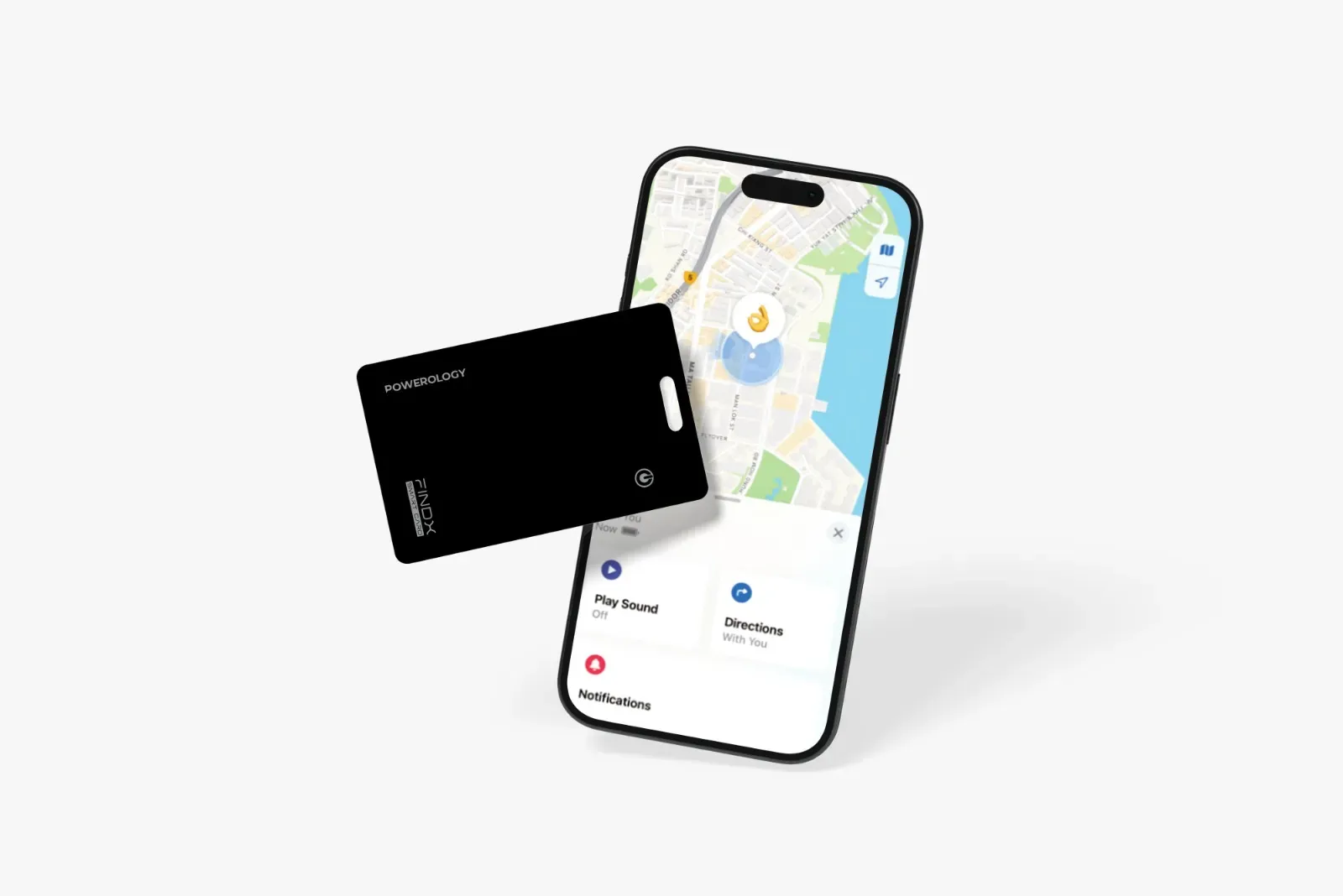 Powerology GPS-Tracker Apple Find My – Kompakt, Wasserdicht IPX8 Kartenfach