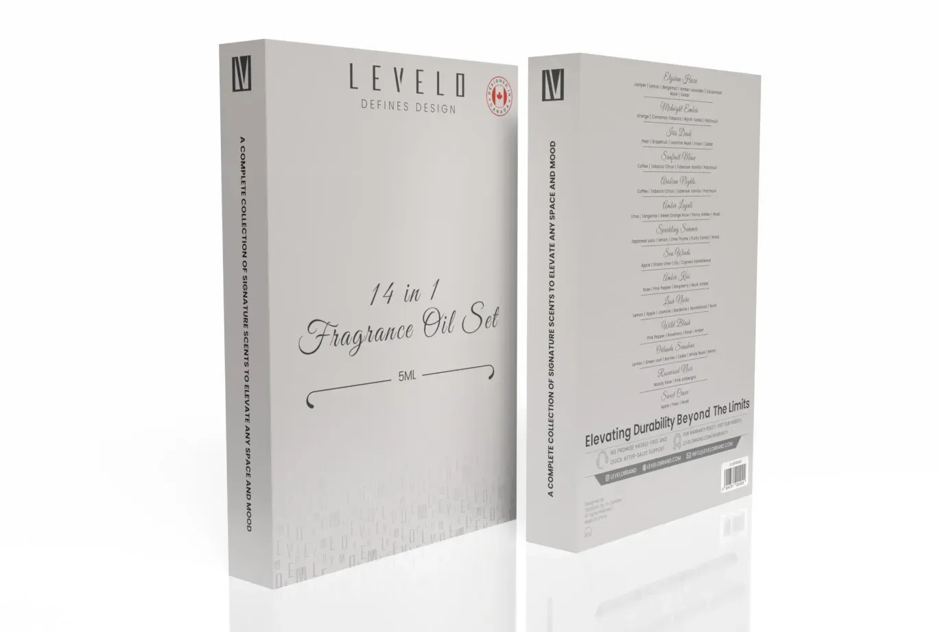 Levelo 14-er Duftöl Set 70 ml – Vielseitiges Fragrance Oil Set, Klar