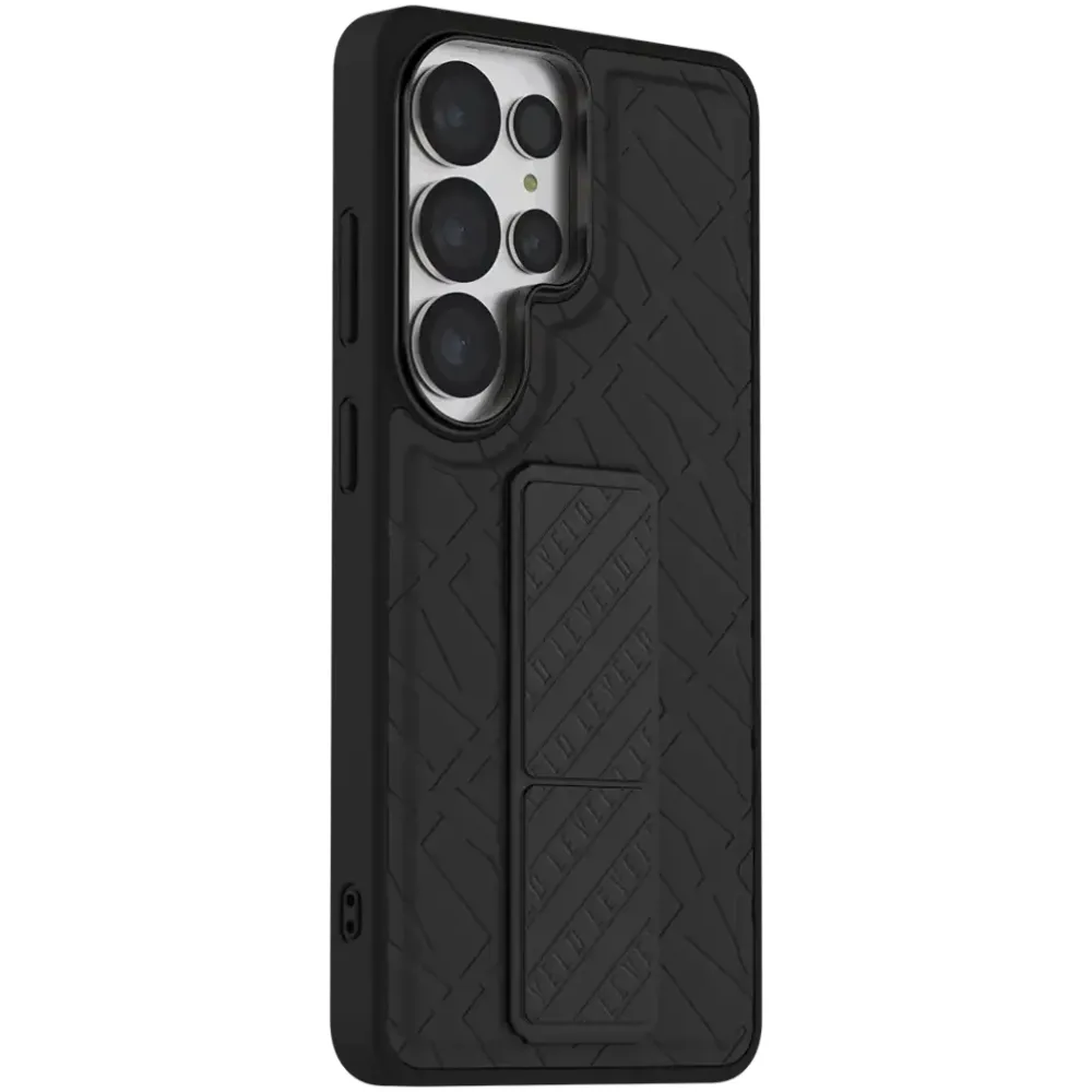 Levelo Morphix Cuero Gripstand Hülle Samsung S26 Ultra - Schwarz