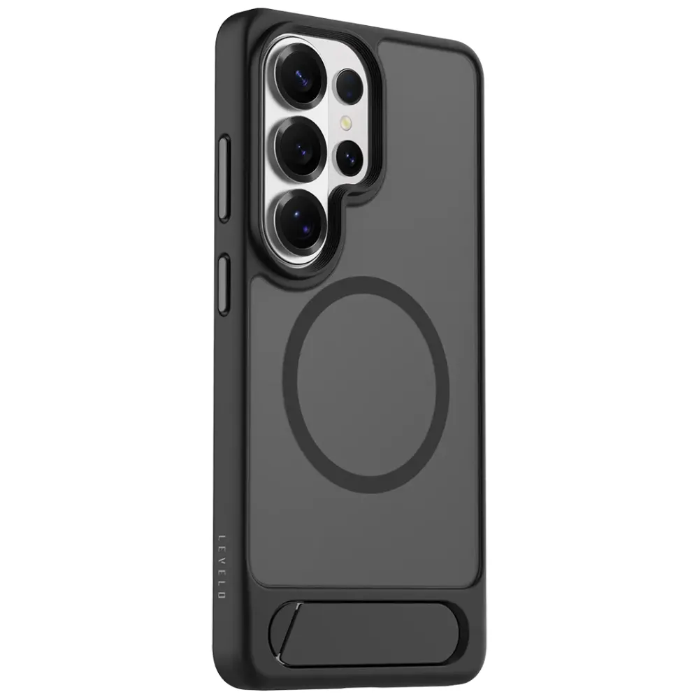 Levelo Matteo MagSafe Hülle Stand Grip Samsung S26 Ultra - Schwarz