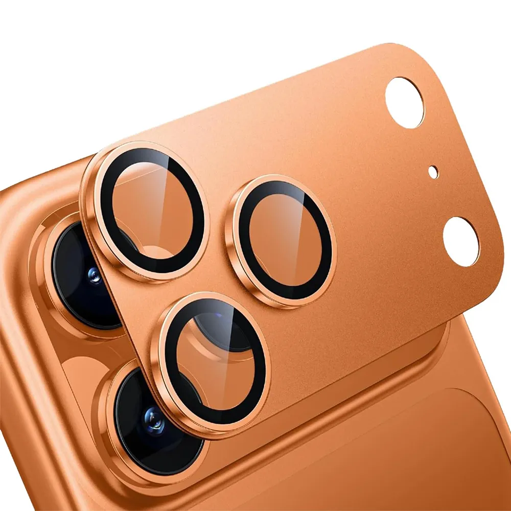 Levelo Trio Pro 2-in-1 Kameralinsen-Schutzglas für iPhone 17 Pro Orange