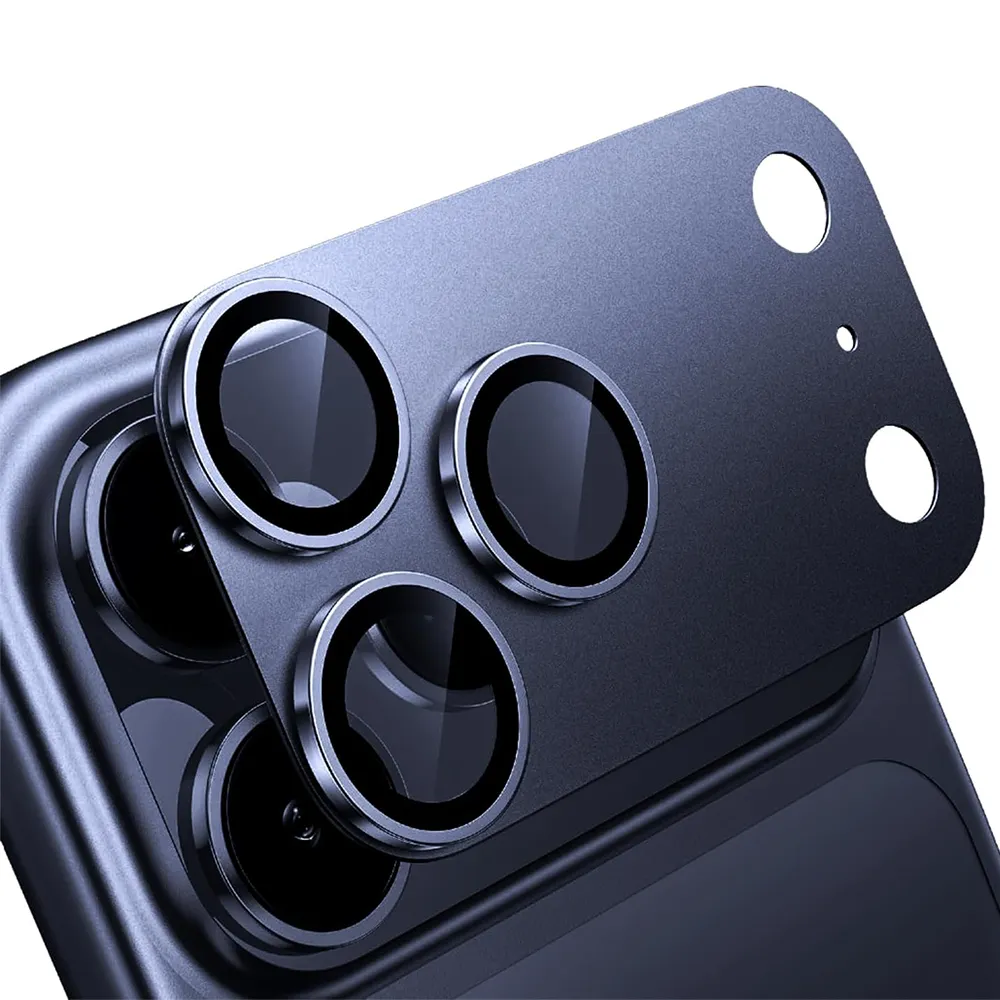 Levelo Trio Pro 2-in-1 Kameralinsen-Schutzglas für iPhone 17 Pro Max Blau