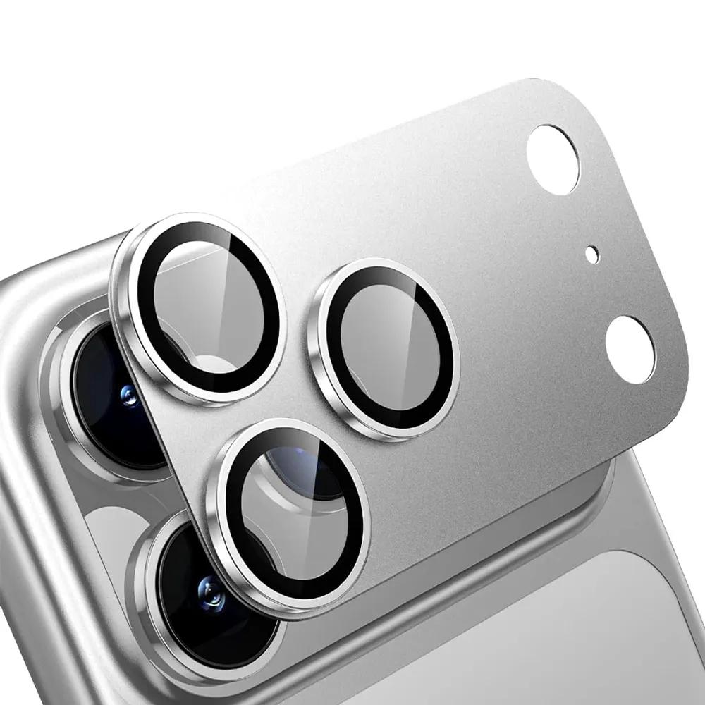 Levelo Trio Pro 2-in-1 Kameralinsen-Schutzglas für iPhone 17 Pro Max Silber