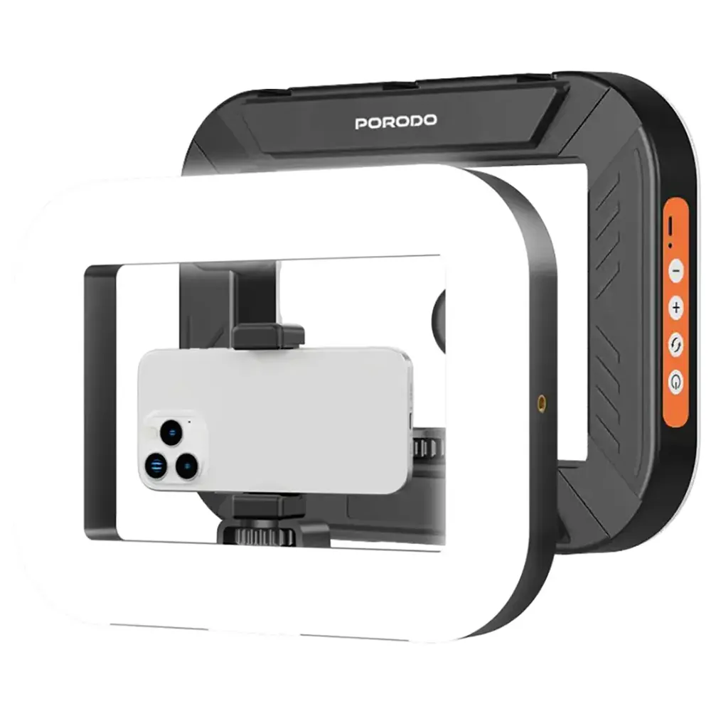 Porodo Vlogging Ringlicht mit Stativ & Fernauslöser Schwarz